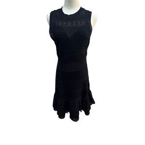 EUC Ted Baker Women's Black Lace Flared Knee Length Dress Size 2